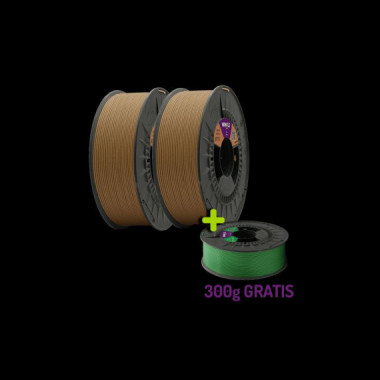 WINKLE Filamento Pack 2 X Madera + 1 Pla 300GR Gratis 2 Bobinas de Pla Wood Color Pino de 1,75 Mm y 750 G +  1 Bobina de Pla 30