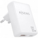 AISENS Cargador Pared Gan ASCH-30W2P074-W/ 1XUSB Tipo-c/ 1XUSB/ 30W/ Blanco
