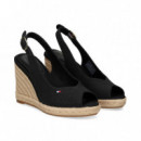 Abierto Punta y Talon Textil Negro  TOMMY HILFIGER