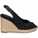 Abierto Punta y Talon Textil Negro  TOMMY HILFIGER