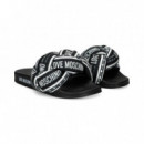 Pala Pool Saten Blanco+negro  LOVE MOSCHINO