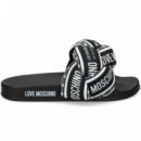 Pala Pool Saten Blanco+negro  LOVE MOSCHINO