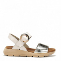 FLUCHOS Sandalias Gandia Blancas D9523-LATI-LAMINADO+TIBET Plati