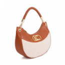Bolso Hobo Efecto Piel y Canvas Bicolor  LOLA CASADEMUNT