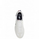 Polo RALPH LAUREN - Bedford Rib-sneakers-low Top Lace - White Navy Red - 809P01619001/WHITE Navy Red