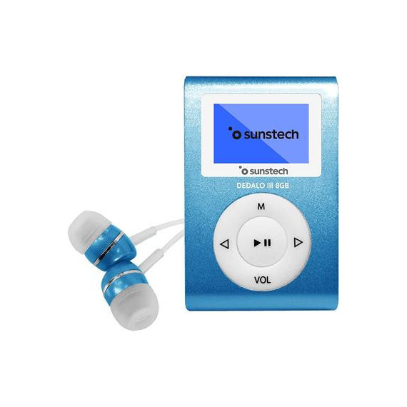 SUNSTECH Reproductor MP3 Dedalo Iii Azul 8 Gb, Radio Fm, Auriculares Incluidos