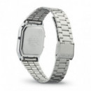 CASIO AQ-230A-7D Reloj Retro Doble Pantalla – Plateado con Esfera Blanca, Acero Inoxidable, Estilo Vintage, Wr