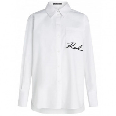 KARL LAGERFELD - Signature Pocket Poplin Shirt - 100 - B1W11013/100