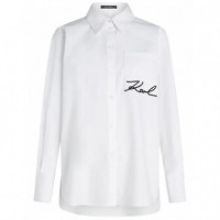 KARL LAGERFELD - Signature Pocket Poplin Shirt - 100 - B1W11013/100