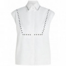 KARL LAGERFELD - Stud Detail Poplin Shirt - 100 - B1W11017/100