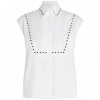 KARL LAGERFELD - Stud Detail Poplin Shirt - 100 - B1W11017/100