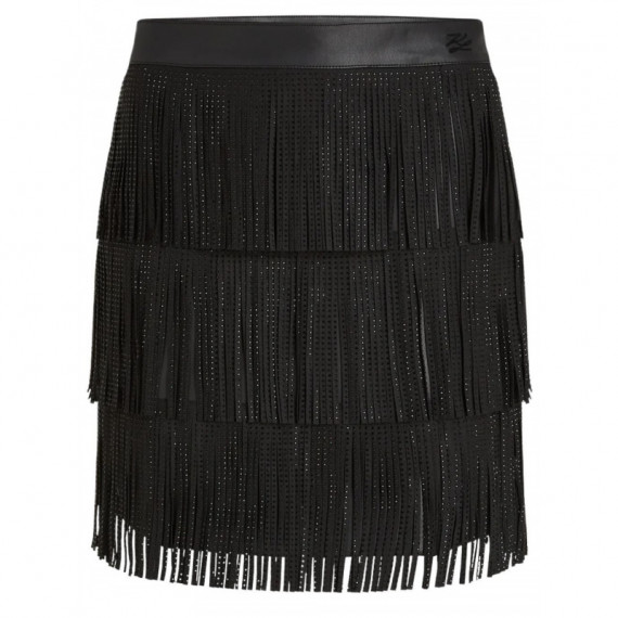 KARL LAGERFELD - Fringe Mini Skirt - 999 - B1W12012/999