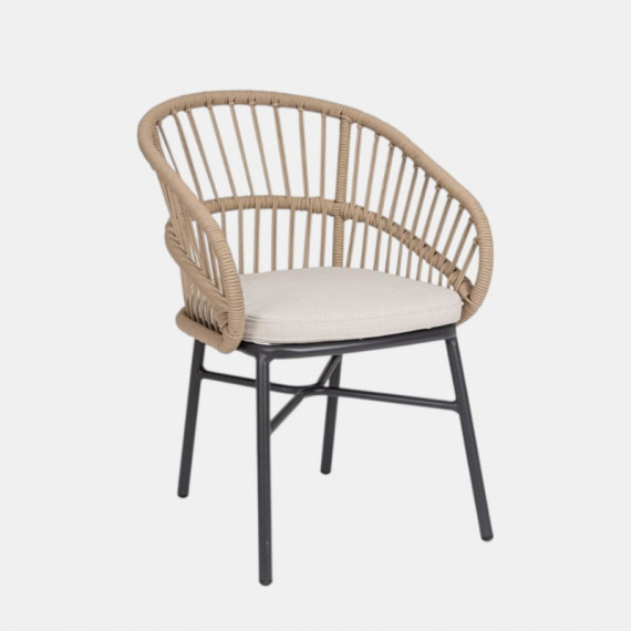Silla Terraza Almara Beige – Sillón Exterior en Cuerda y Aluminio Terrazza Collection®  TERRAZZA COLLECTION
