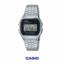 CASIO A159WA-N1 Reloj Digital Unisex - Esfera Negra - Correa de Acero Inoxidable