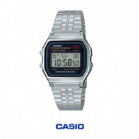 CASIO A159WA-N1 Reloj Digital Unisex - Esfera Negra - Correa de Acero Inoxidable
