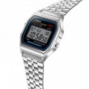 CASIO A159WA-N1 Reloj Digital Unisex - Esfera Negra - Correa de Acero Inoxidable