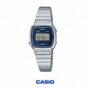 CASIO LA670WA-2 Reloj Digital Mujer - Esfera Azul - Correa de Acero Inoxidable