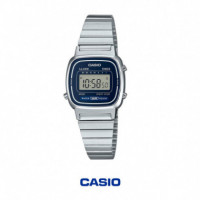 CASIO LA670WA-2 Reloj Digital Mujer - Esfera Azul - Correa de Acero Inoxidable