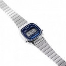 CASIO LA670WA-2 Reloj Digital Mujer - Esfera Azul - Correa de Acero Inoxidable