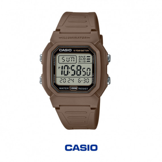 CASIO W-800H-5AV Reloj Digital Unisex - Esfera Negra - Correa de Resina Marrón - 100M