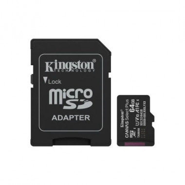 MEMORIA MICRO SD 64GB KINGSTON XC C10 100MB/S + AD
