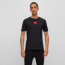 HUGO Camiseta en Punto de Algodón Negra 50447978-001