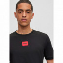 HUGO Camiseta en Punto de Algodón Negra 50447978-001