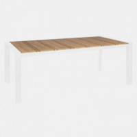 Mesa de Exterior Marbella 198X100 Blanco y Madera Terrazza Collection®  TERRAZZA COLLECTION