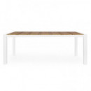 Mesa de Exterior Marbella 198X100 Blanco y Madera Terrazza Collection®  TERRAZZA COLLECTION