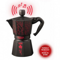 Cafetera Italiana 6 Tazas BIALETTI Moka Express Stranger Things, Pomo Musical con Carga Usb-c