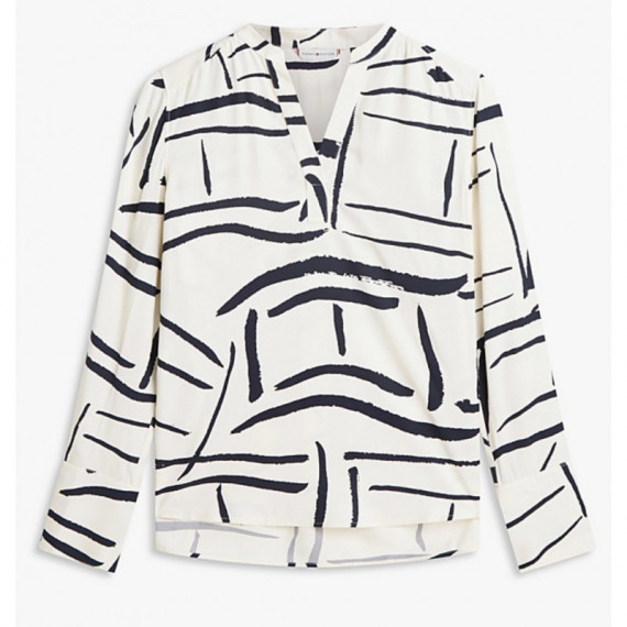 TOMMY HILFIGER - Vis Twill V Neck Blouse Ls - 0K4 - F|WW0WW48911/0K4