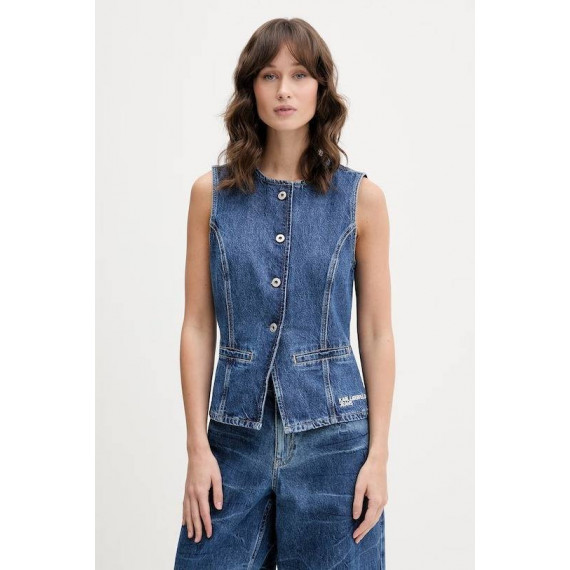 Klj Fitted Denim Vest Dark Blue Stone  KARL LAGERFELD