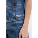 Klj Fitted Denim Vest Dark Blue Stone  KARL LAGERFELD