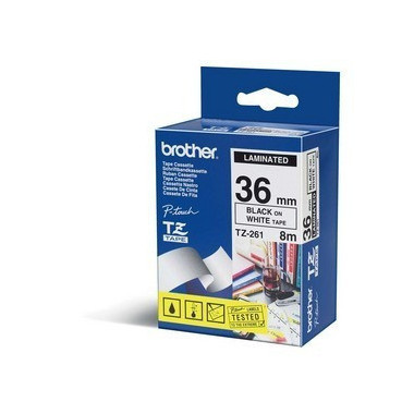 Cinta BROTHER P-touch Laminada Negro sobre Blanco 36MM 8M (TZE261)