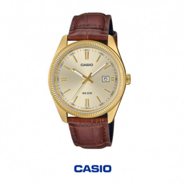 Reloj Casio MTP-1302PGL-9AV Hombre Anal&oacute;gico Cl&aacute;sico &middot; WR 50M &middot; Cristal Mineral &middot; Correa Piel Marr&oacute;n