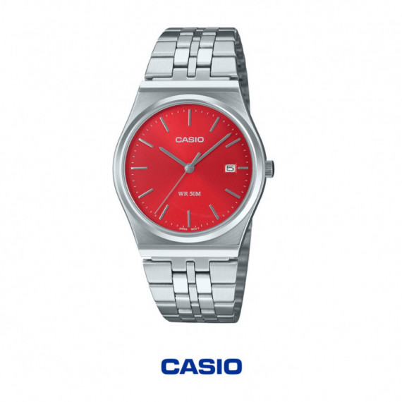 Reloj Casio MTP-B145D-4A2V para hombre, analógico con fecha, acero inoxidable, WR 50M