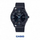 Reloj Casio MTP-E710MB-1AV para Hombre, Analógico, 50M WR, Acero Inoxidable, Malla Negra, Fecha