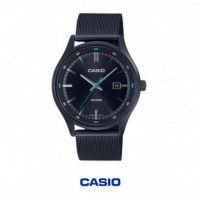 Reloj Casio MTP-E710MB-1AV para Hombre, Analógico, 50M WR, Acero Inoxidable, Malla Negra, Fecha
