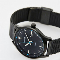 Reloj Casio MTP-E710MB-1AV para Hombre, Analógico, 50M WR, Acero Inoxidable, Malla Negra, Fecha