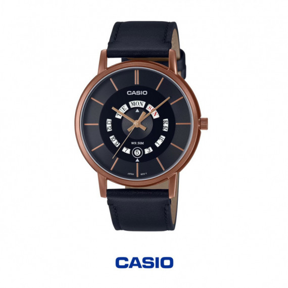 Reloj Casio MTP-B135RL-1AV Hombre Analógico con Día y Fecha, 50M WR, Correa de Piel