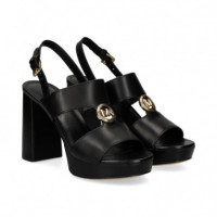 Sandalia 2 Tiras+argolla Piel Negro  MICHAEL KORS