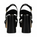 Sandalia 2 Tiras+argolla Piel Negro  MICHAEL KORS