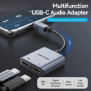 CABLE CONVERSOR VENTION USB-C/M - 2X USB-C/H AUDIO