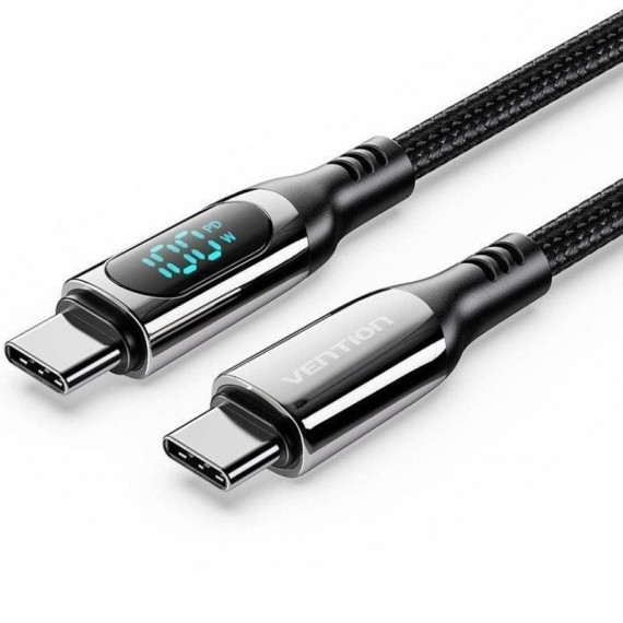 CABLE USB VENTION TIPO USB-C/M-C/M PANTALLA LED 5A