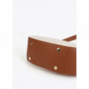 Bolso Bandolera Hobo Efecto Piel y Canvas Bicolor de LOLA CASADEMUNT