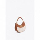 Bolso Bandolera Hobo Efecto Piel y Canvas Bicolor de LOLA CASADEMUNT