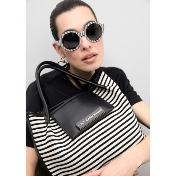 Shopper Tejido Rayas Combinado con Efecto Piel de LOLA CASADEMUNT