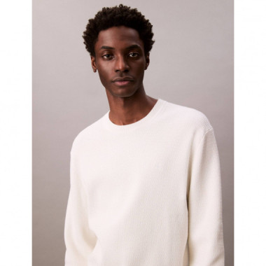 LS TEXTURE CTTN CREWNK SWEATER 1 TOFU
