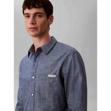 Ls Chambray Classic Shirt Blue Descent  CALVIN KLEIN