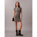 Ss Ctn Contour 1X1 Rib Ss Mini D Med Gra  CALVIN KLEIN